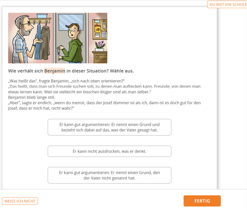 Screenshot Beispielaufgabe mit Multiple Choice